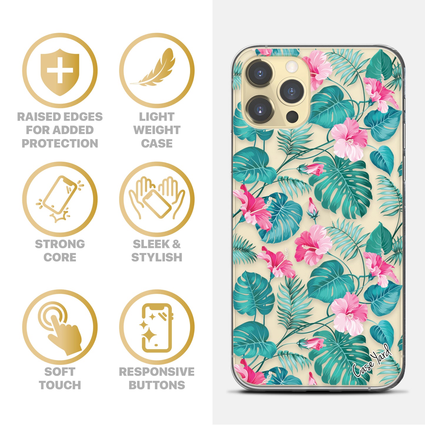 Hibiscus Flowers TPU Clear Phone Case for iPhone & Samsung Phones