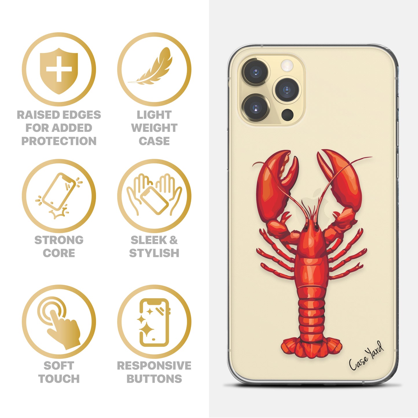 Lobster TPU Clear Phone Case for iPhone & Samsung Phones