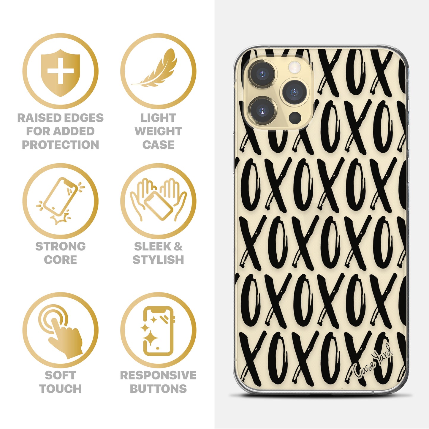 TPU Clear case with (XOXO) Design for iPhone & Samsung Phones