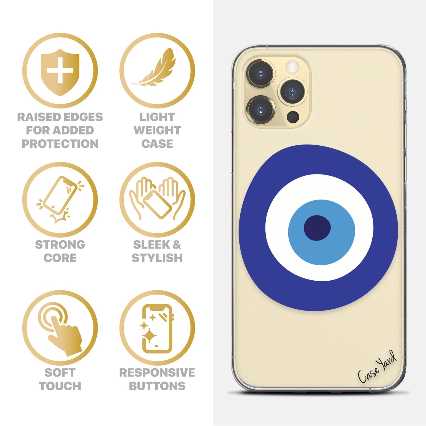 TPU Clear case with (Evil Eye) Design for iPhone & Samsung Phones