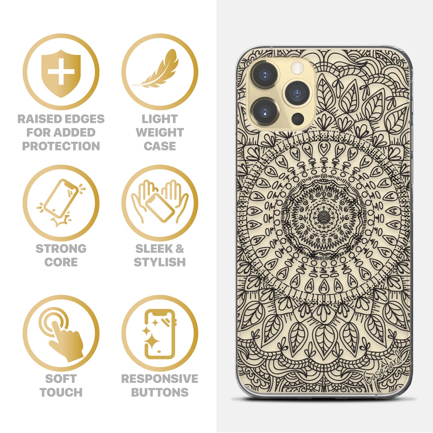 Floral Mandala TPU Clear Phone Case for iPhone & Samsung Phones