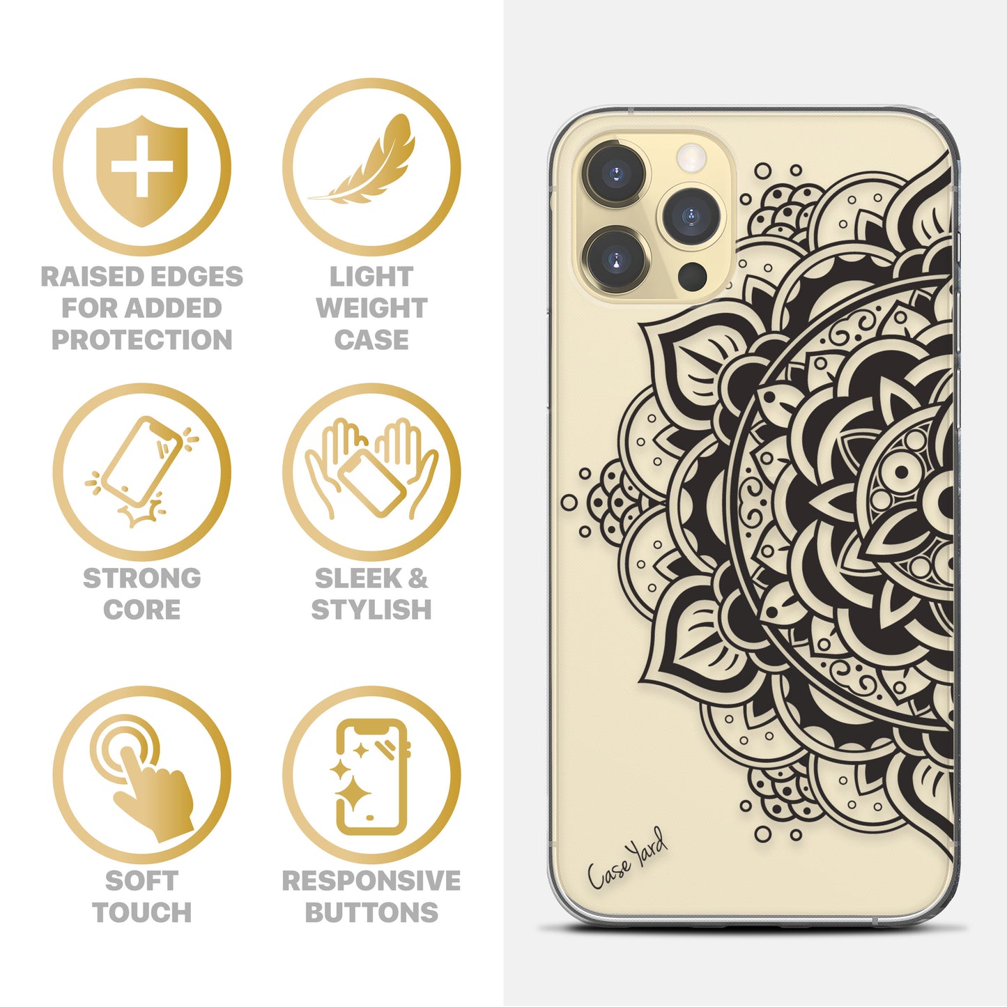 Flower Mandala 2 TPU Clear Phone Case for iPhone & Samsung Phones