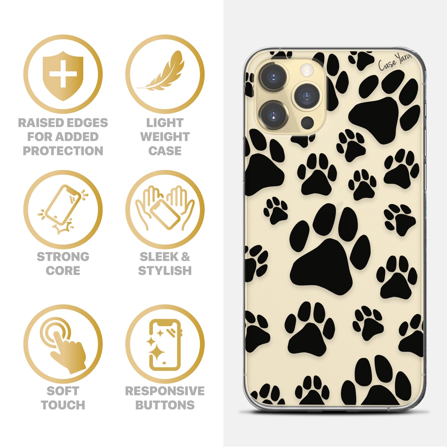 Paws TPU Clear Phone Case for iPhone & Samsung Phones