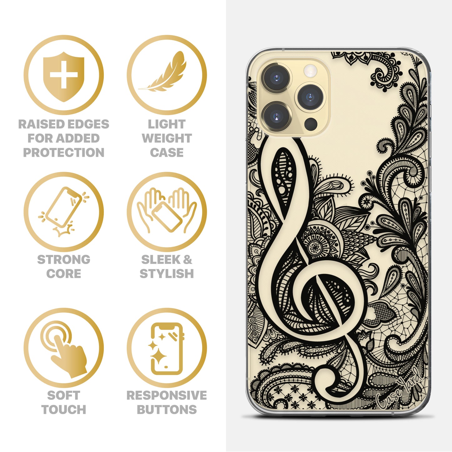 Music Dolly TPU Clear Phone Case for iPhone & Samsung Phones