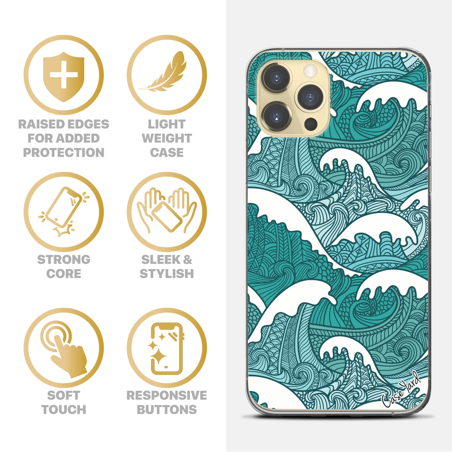 Great Wave Pattern TPU Clear Phone Case for iPhone & Samsung Phones