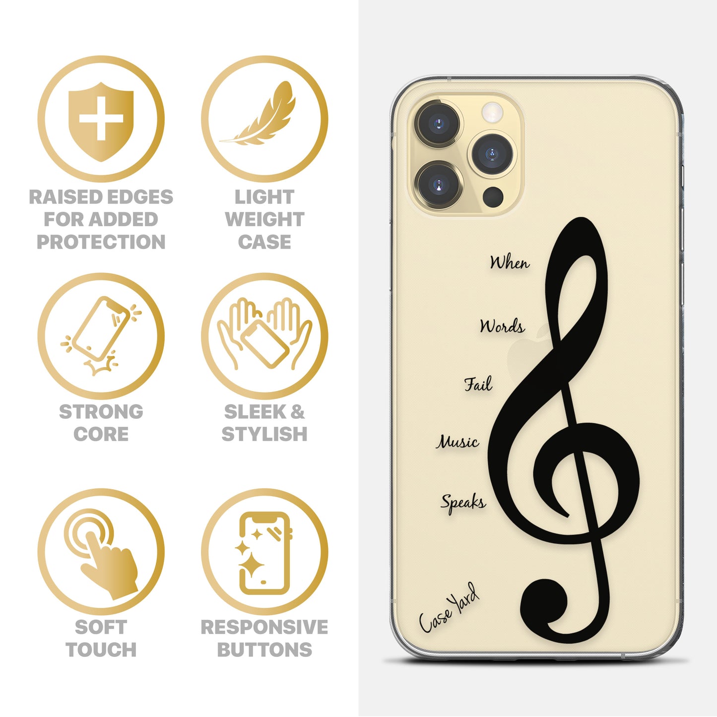 Music 1 TPU Clear Phone Case for iPhone & Samsung Phones