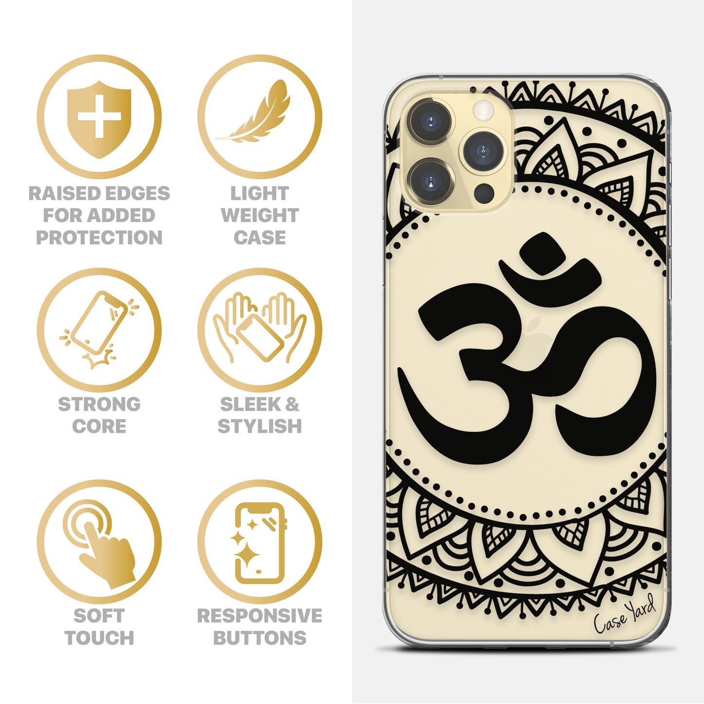 Ohm Mandala TPU Clear Phone Case for iPhone & Samsung Phones