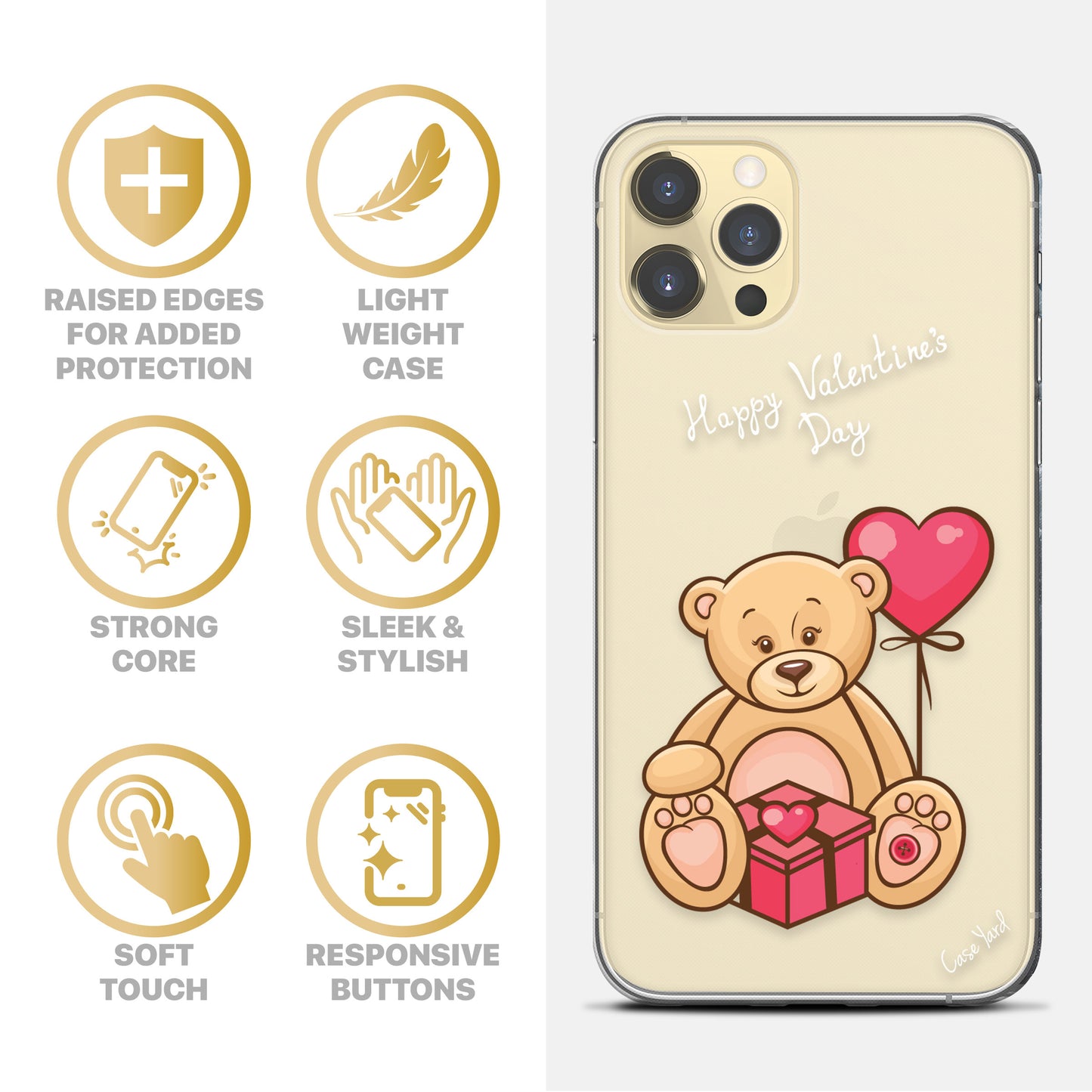Happy V Day TPU Clear Phone Case for iPhone & Samsung Phones