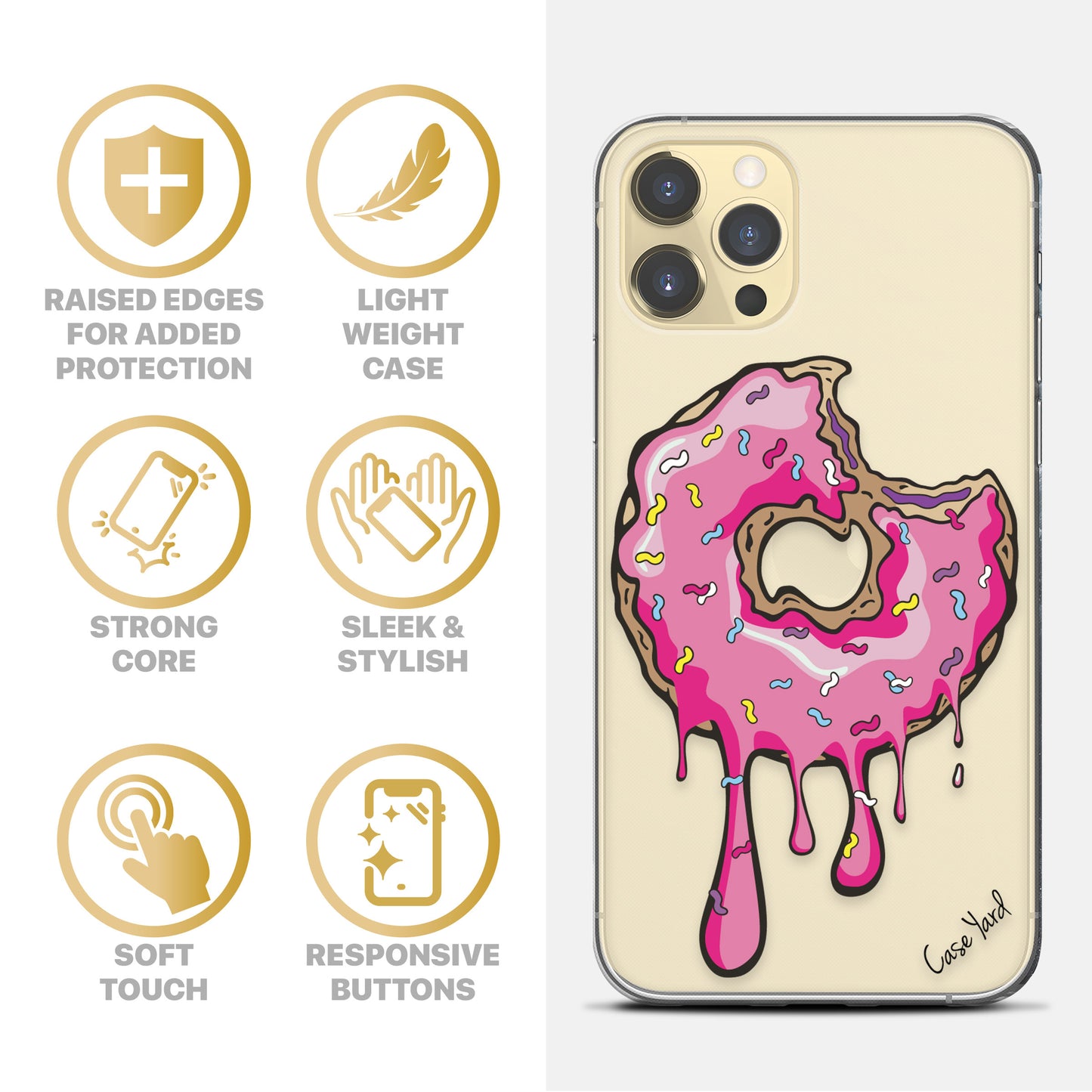 Dripping Donut TPU Clear Phone Case for iPhone & Samsung Phones