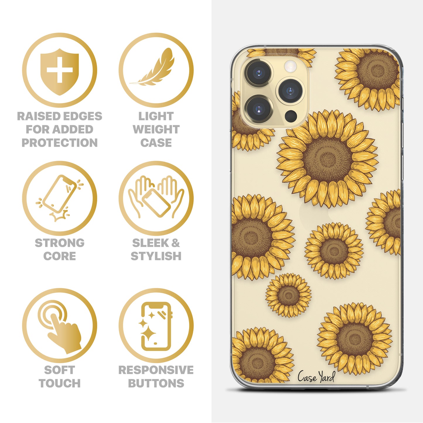 Sunflowers TPU Clear Phone Case for iPhone & Samsung Phones
