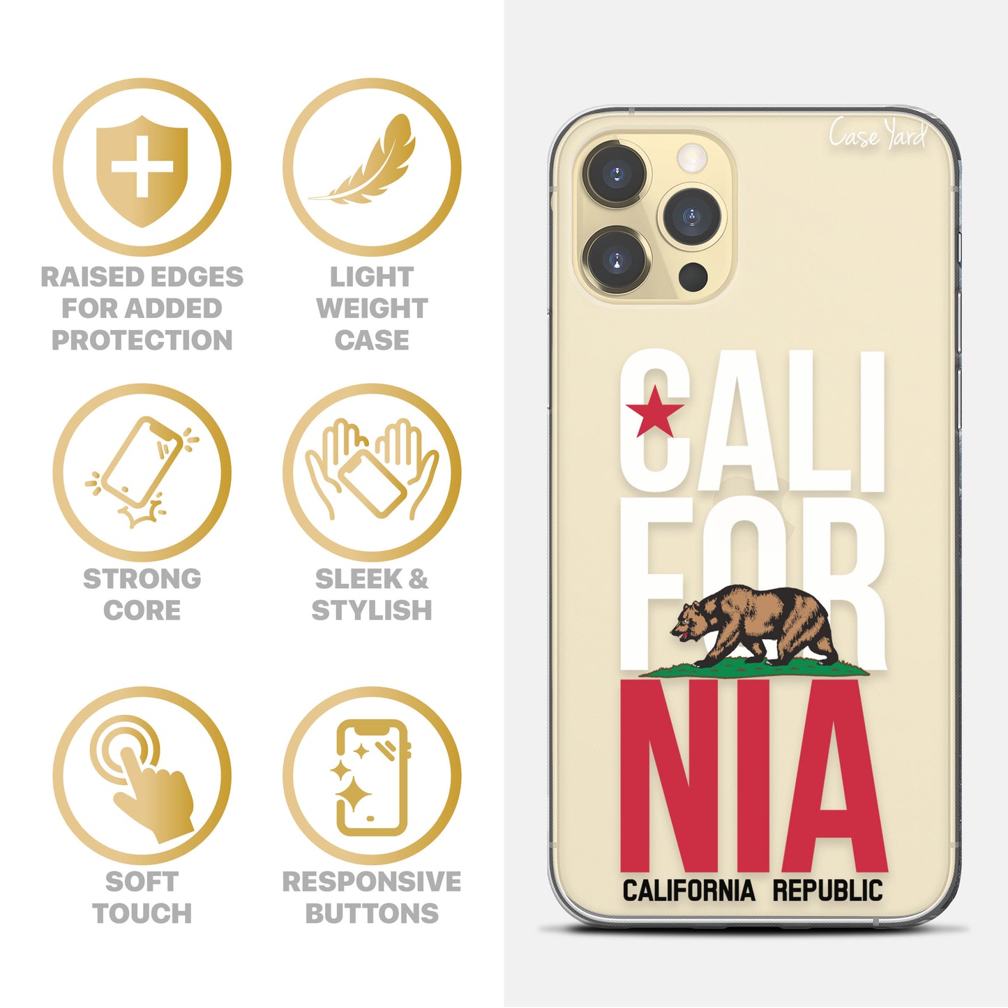 Cali Colored Flag TPU Clear Phone Case for iPhone & Samsung Phones