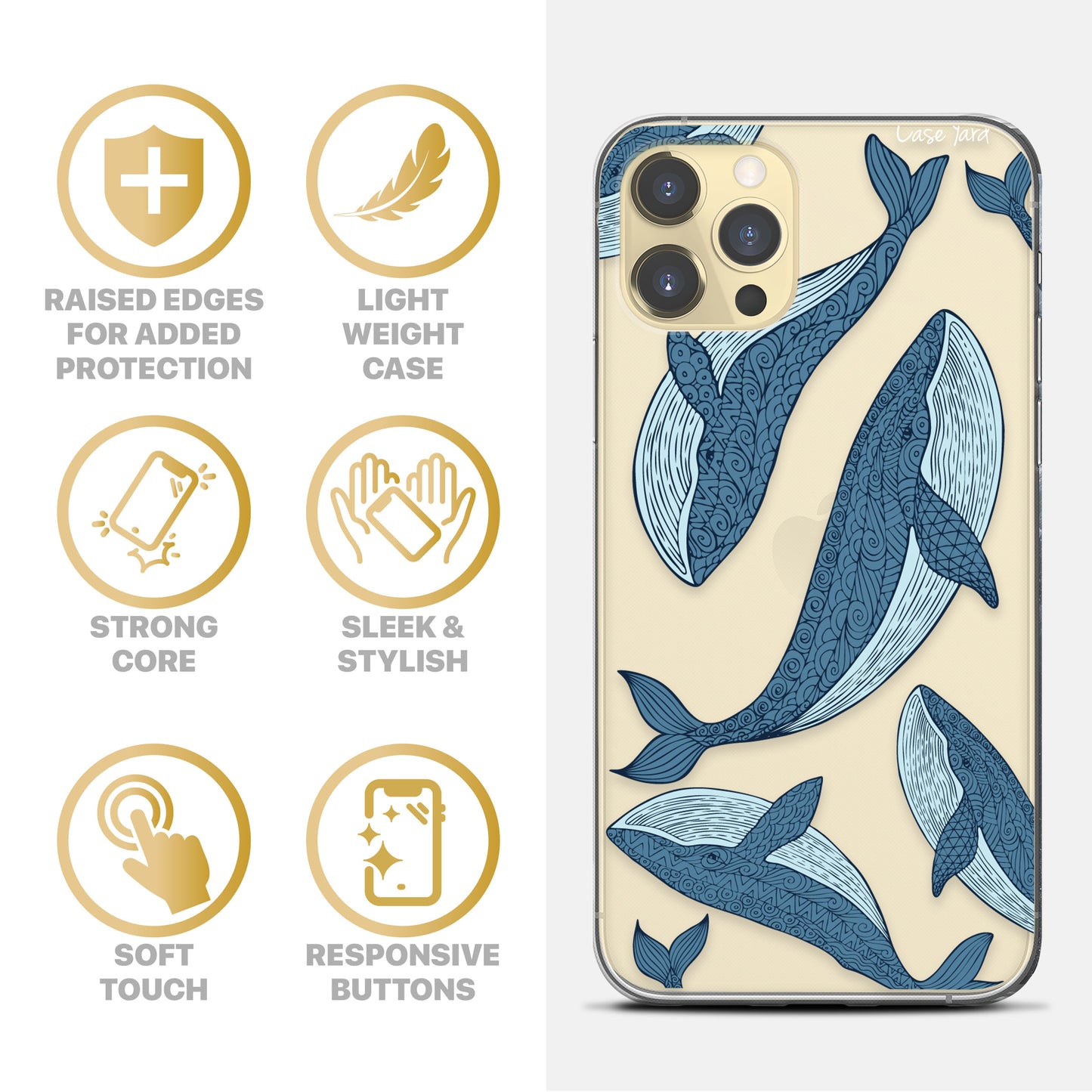 Blue Whales TPU Clear Phone Case for iPhone & Samsung Phones