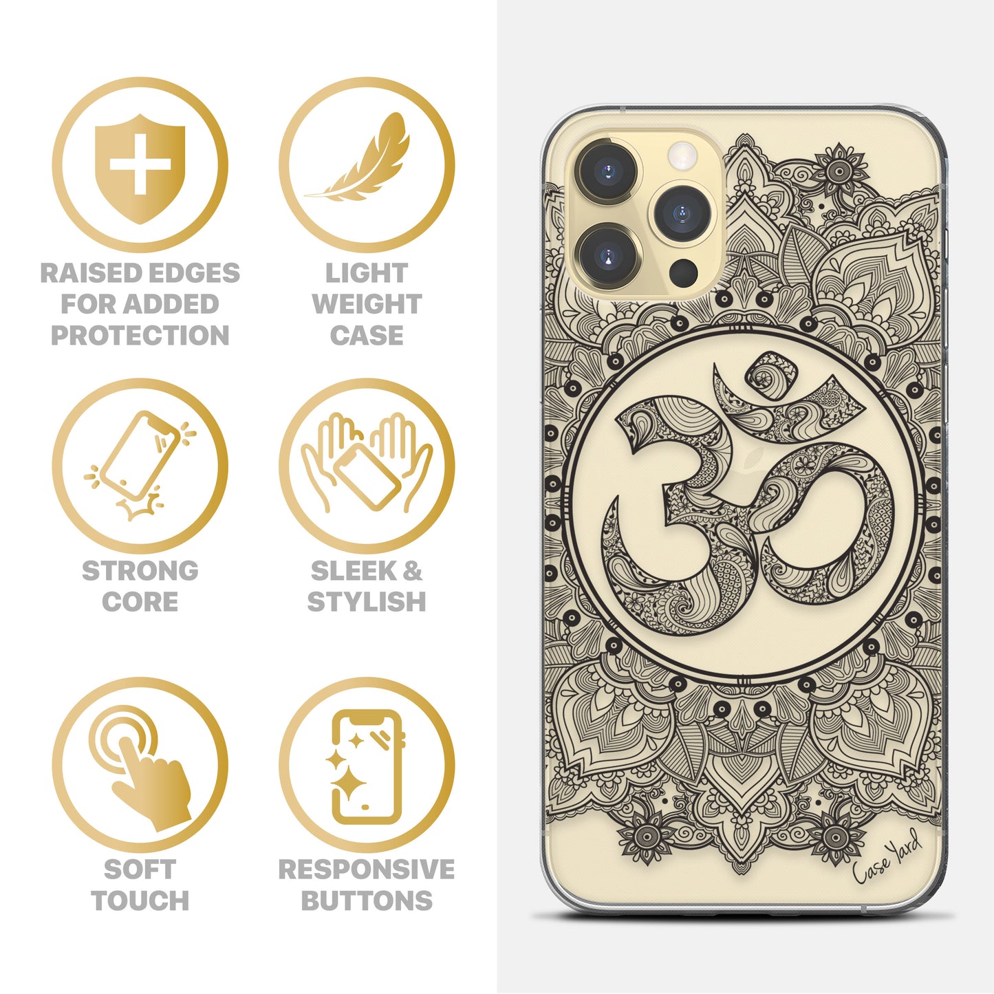 Royal Ohm Mandala TPU Clear Phone Case for iPhone & Samsung Phones