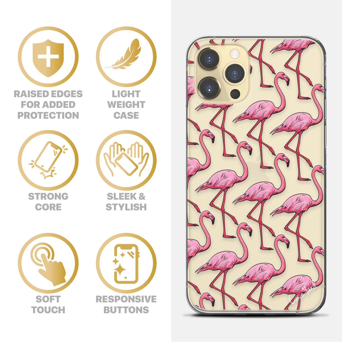 Flamingo Pattern TPU Clear Phone Case for iPhone & Samsung Phones