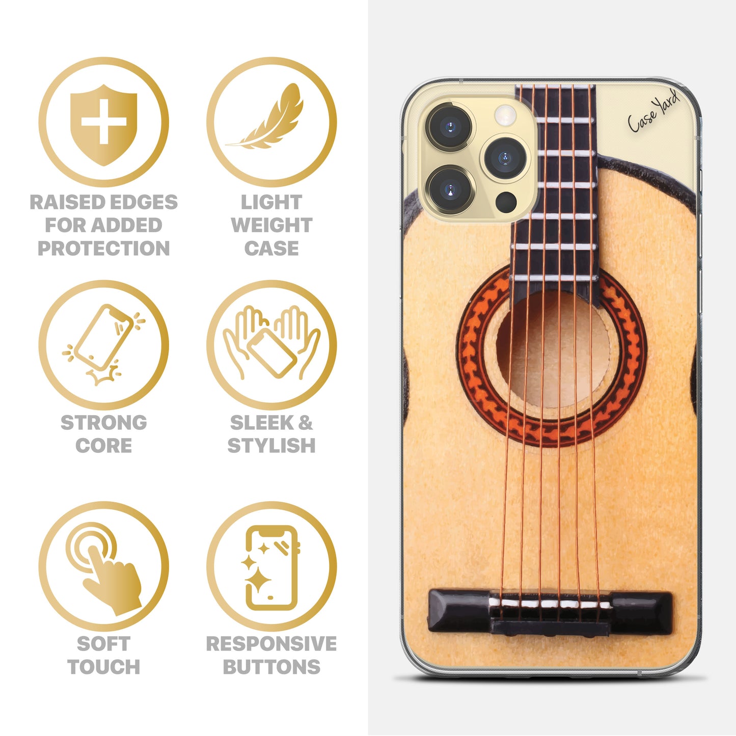 Acoustic Guitar TPU Clear Phone Case for iPhone & Samsung Phones