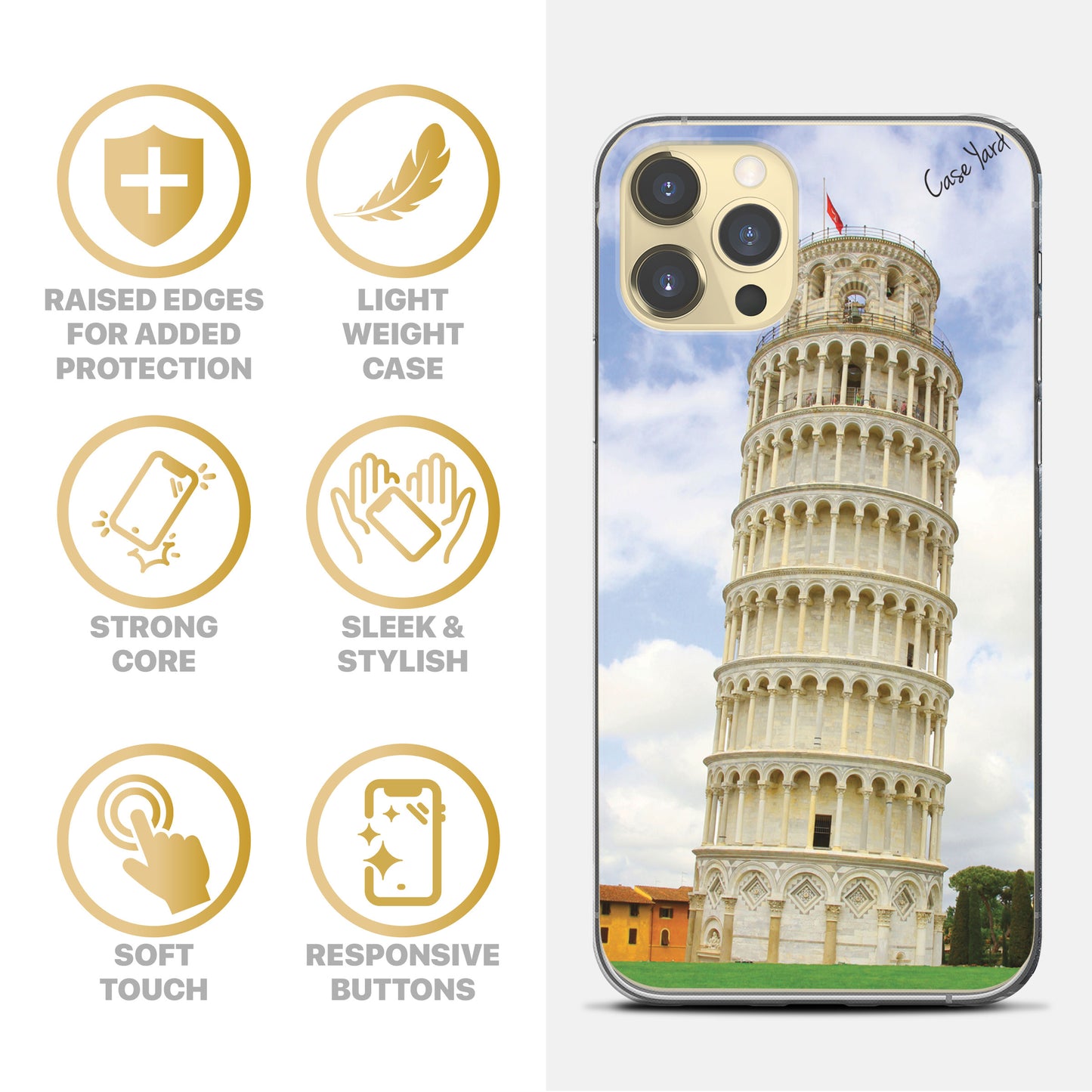 Pisa Tower TPU Clear Phone Case for iPhone & Samsung Phones