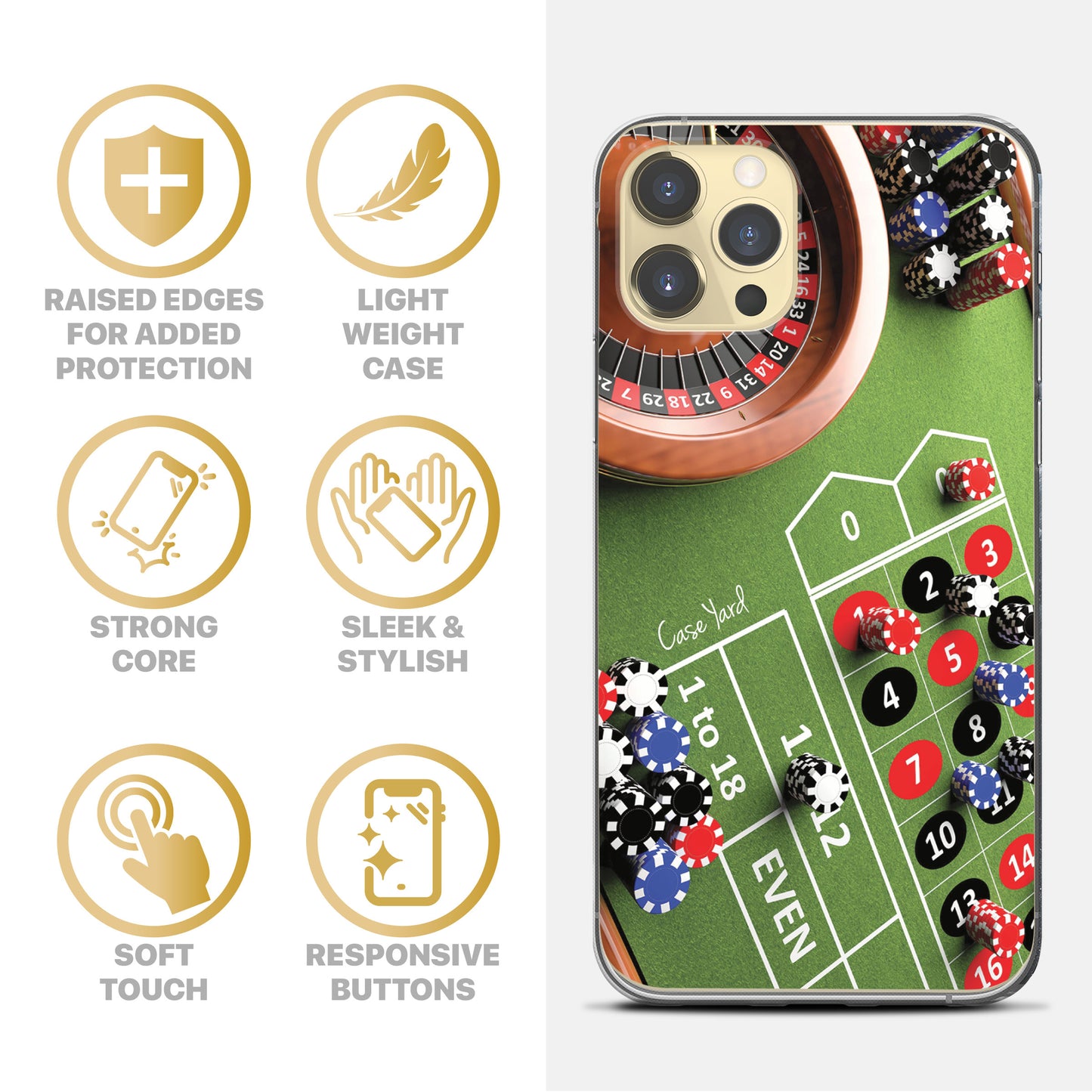 Roulette & Chips TPU Clear Phone Case for iPhone & Samsung Phones