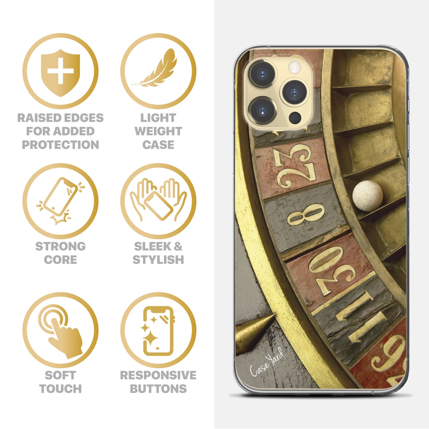 Vintage Roulette TPU Clear Phone Case for iPhone & Samsung Phones