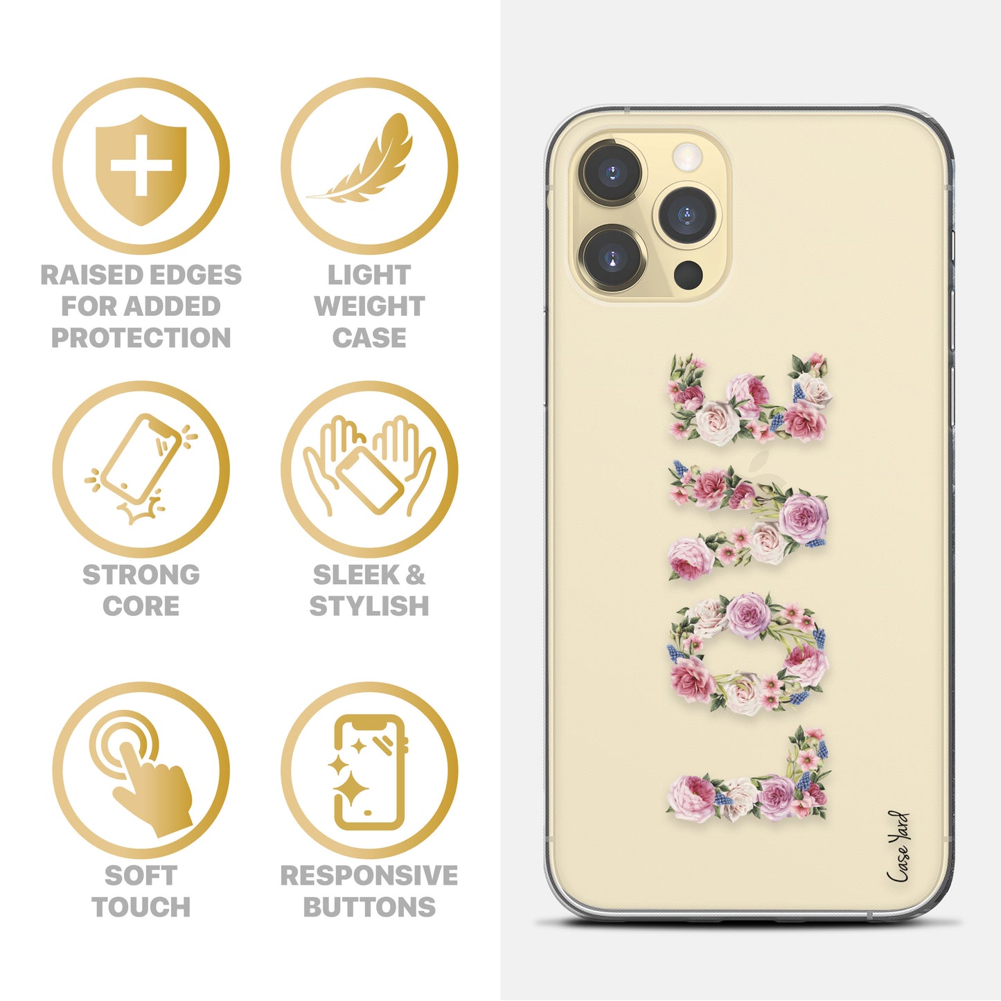 Love Flower TPU Clear Phone Case for iPhone & Samsung Phones