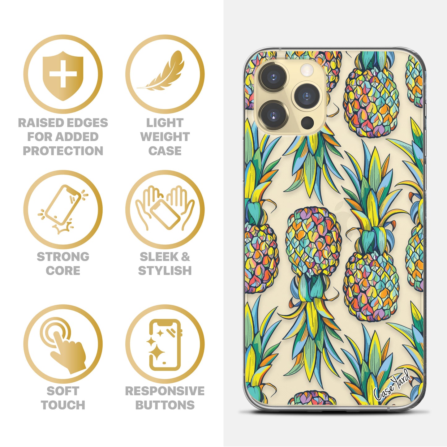 Summer Pineapple TPU Clear Phone Case for iPhone & Samsung Phones