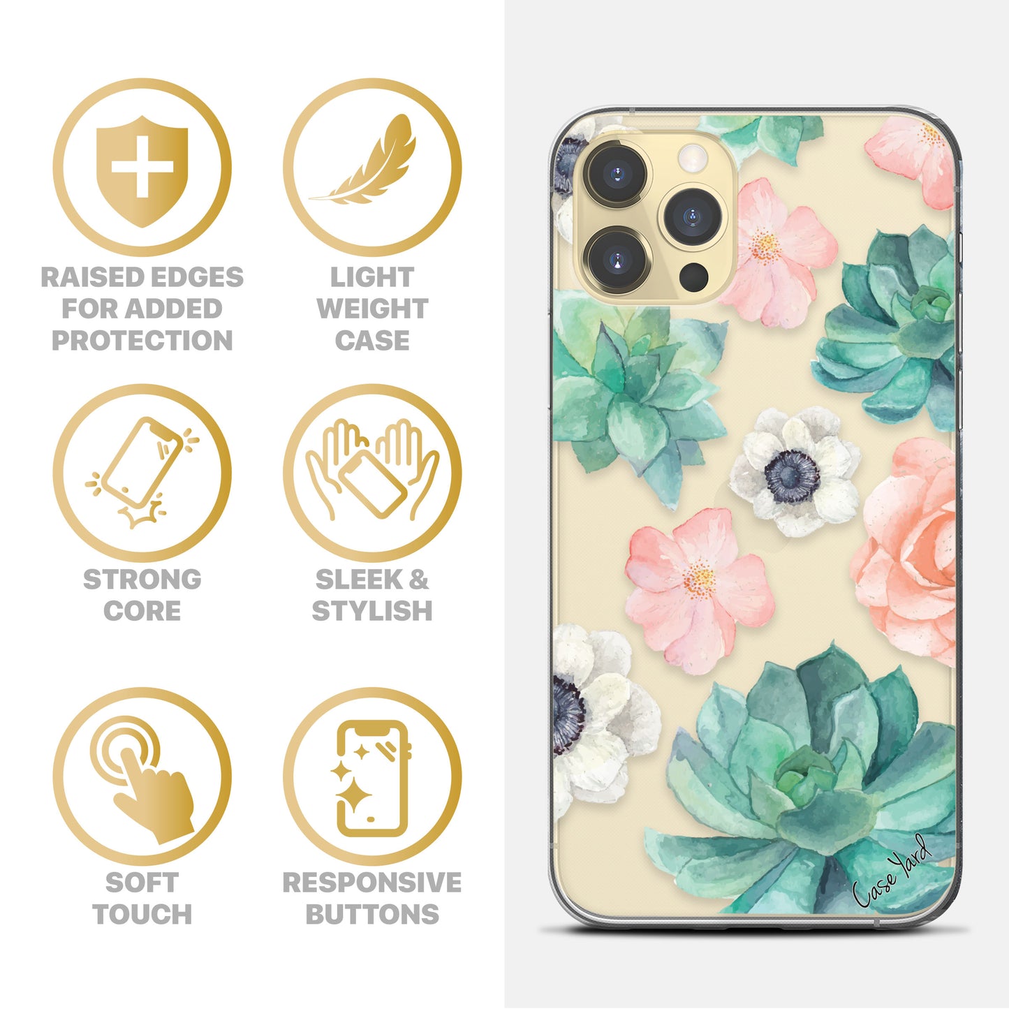 Tropical Flowers TPU Clear Phone Case for iPhone & Samsung Phones