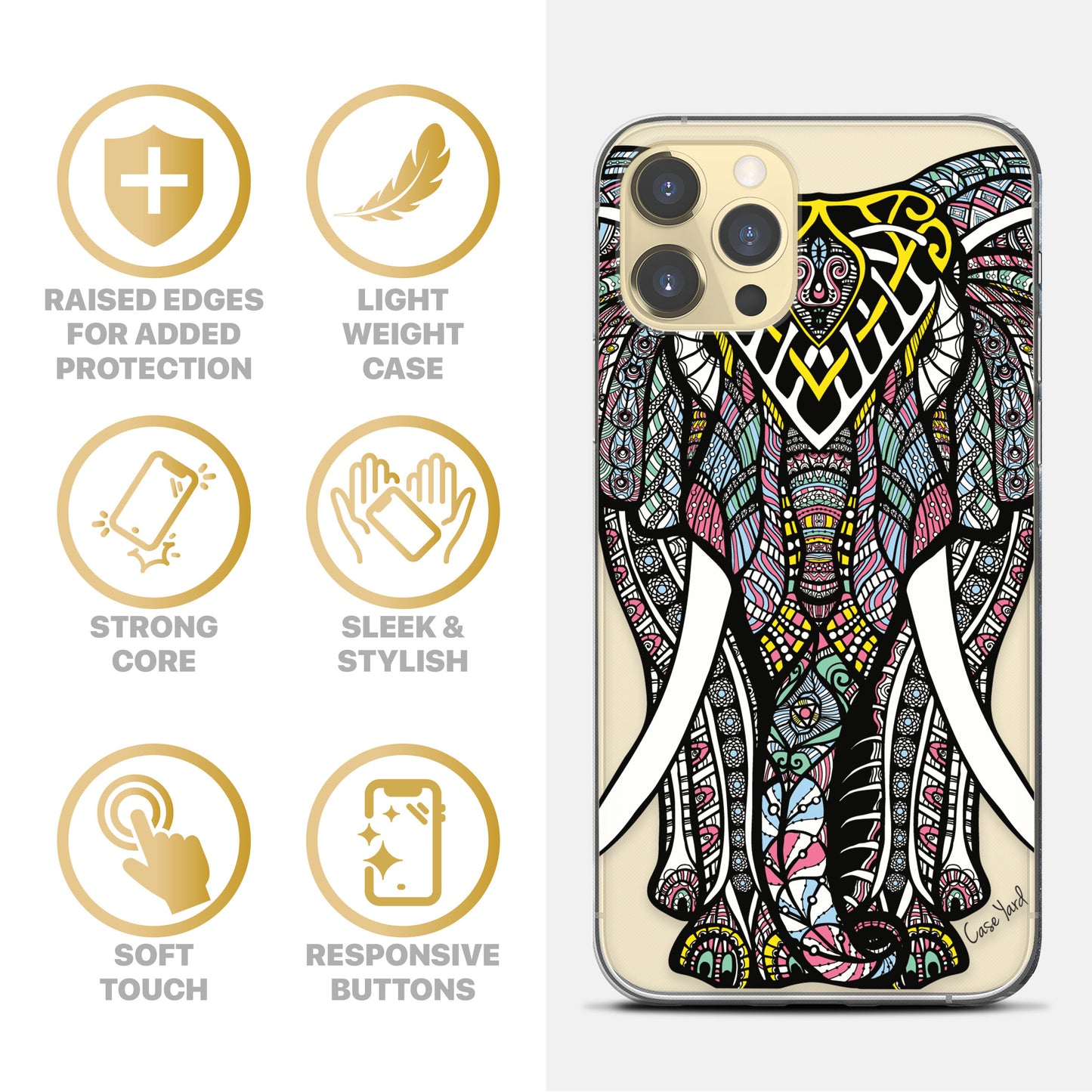 Zen Elephant TPU Clear Phone Case for iPhone & Samsung Phones