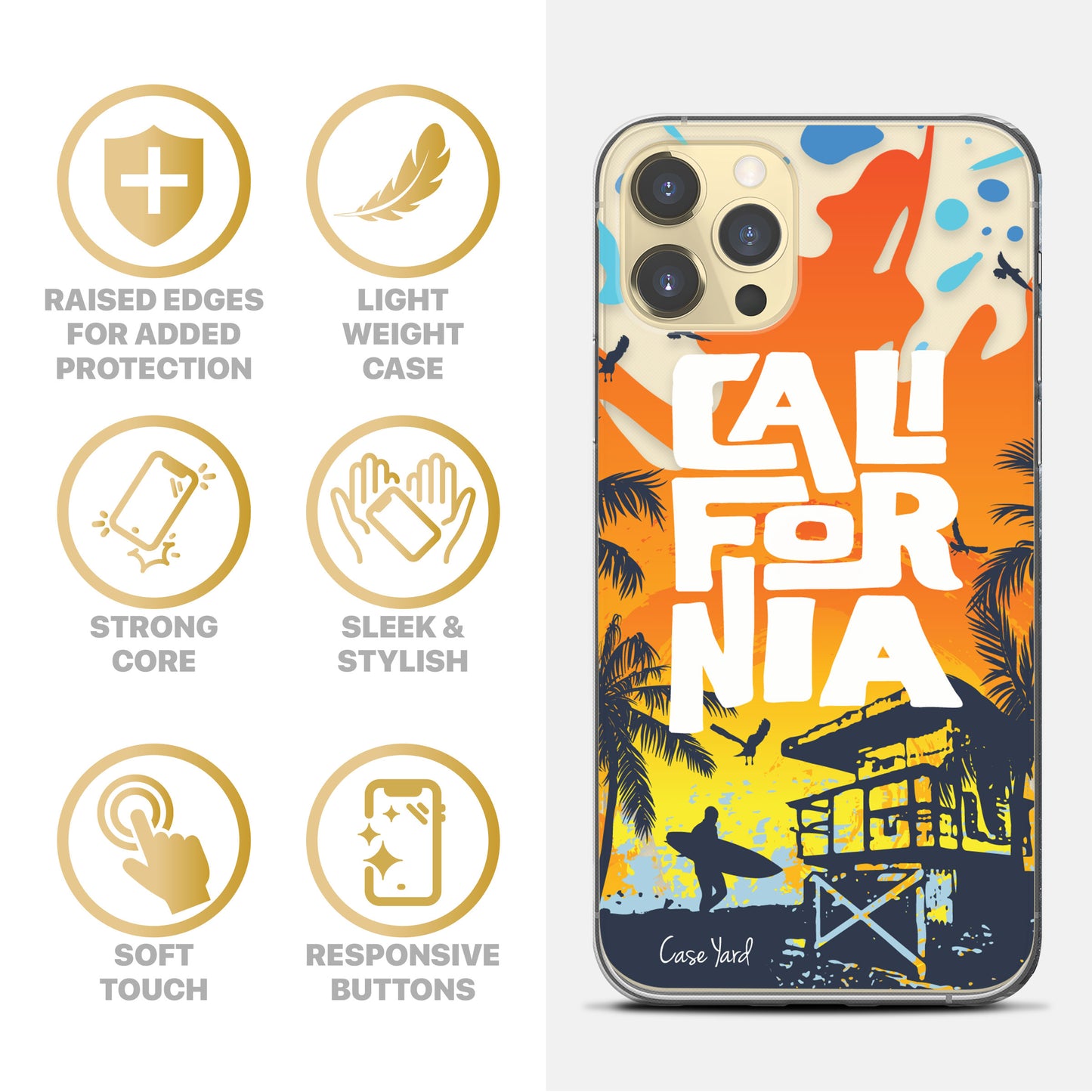 California Lifeguard TPU Clear Phone Case for iPhone & Samsung Phones