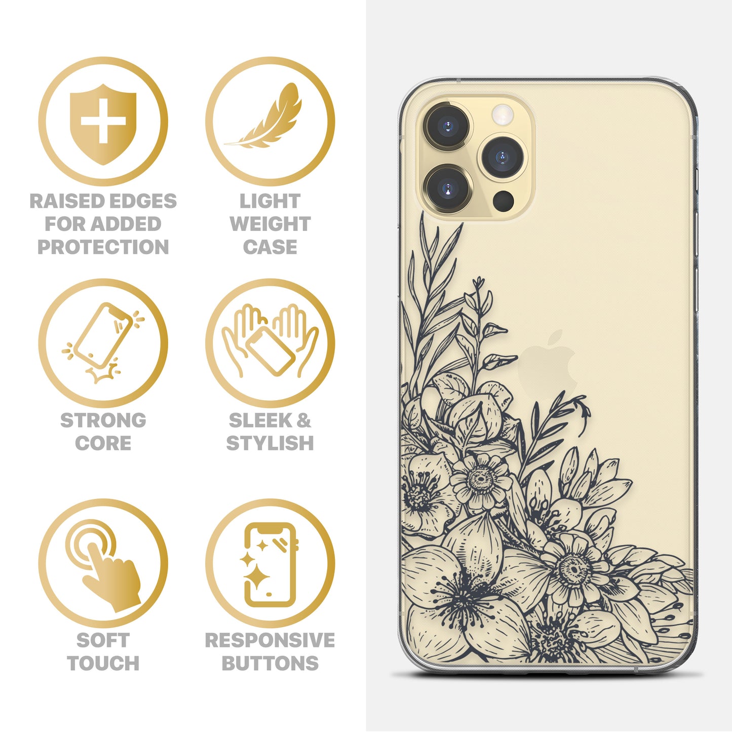 Garden Flowers TPU Clear Phone Case for iPhone & Samsung Phones