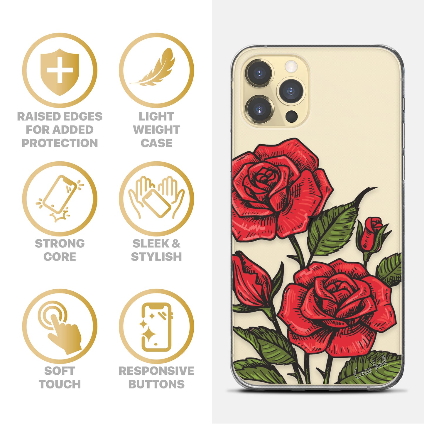 Rose Bouquet TPU Clear Phone Case for iPhone & Samsung Phones