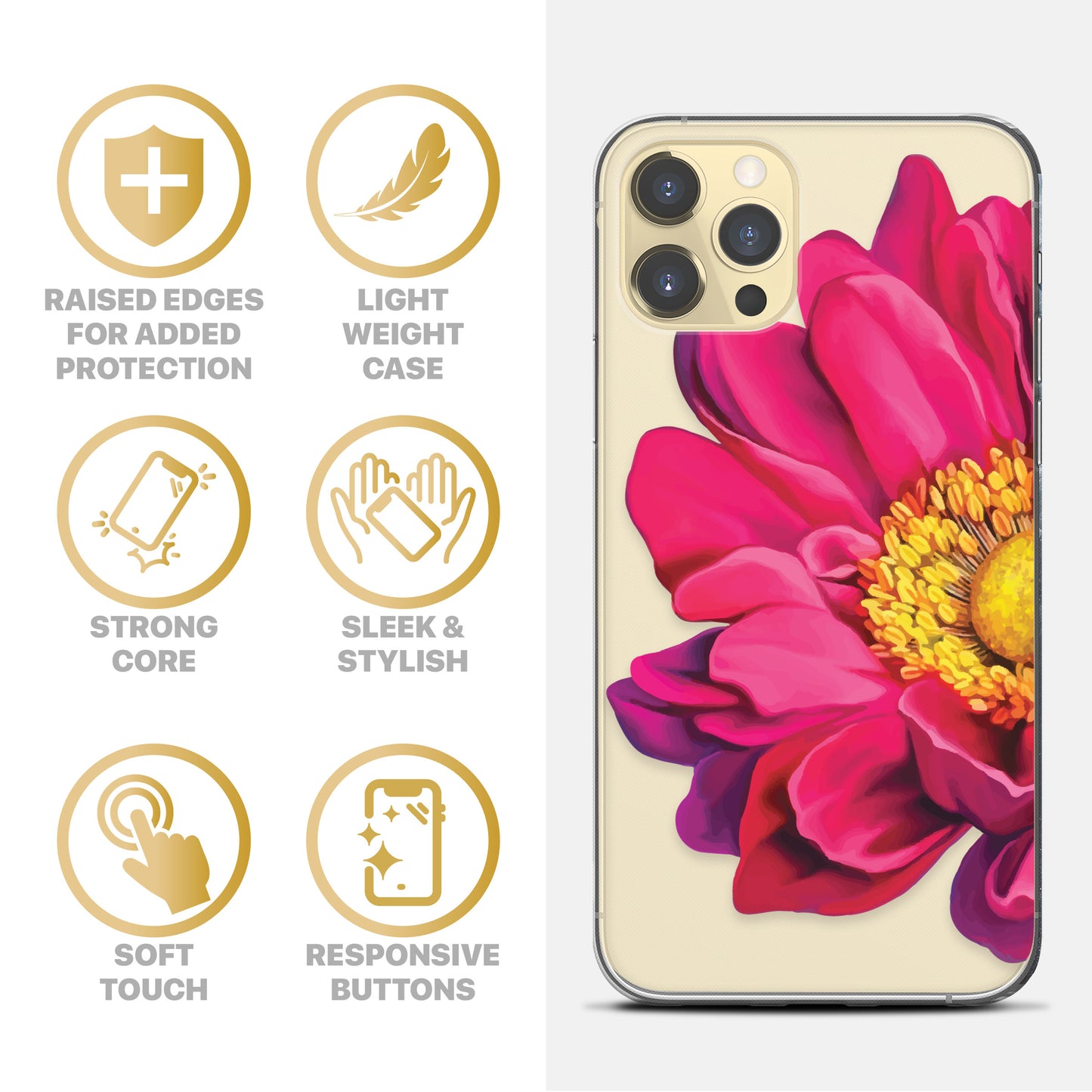 Spring Flower TPU Clear Phone Case for iPhone & Samsung Phones