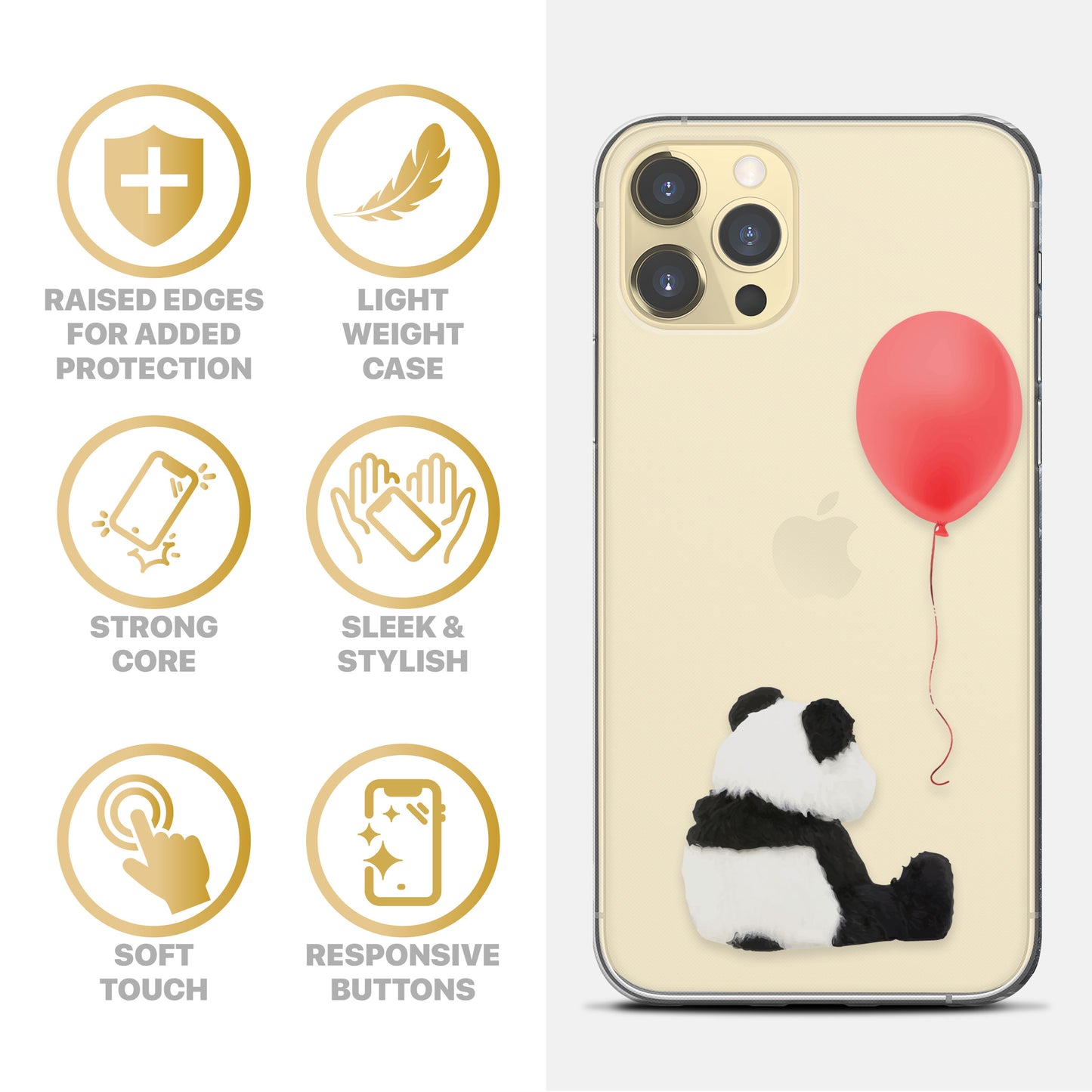 Sad Panda TPU Clear Phone Case for iPhone & Samsung Phones