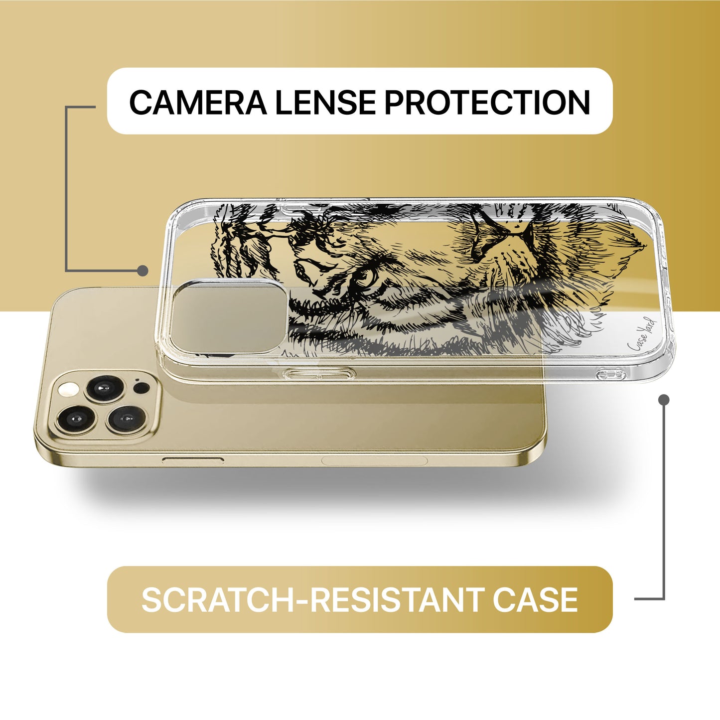 Tiger Sketch TPU Clear Phone Case for iPhone & Samsung Phones