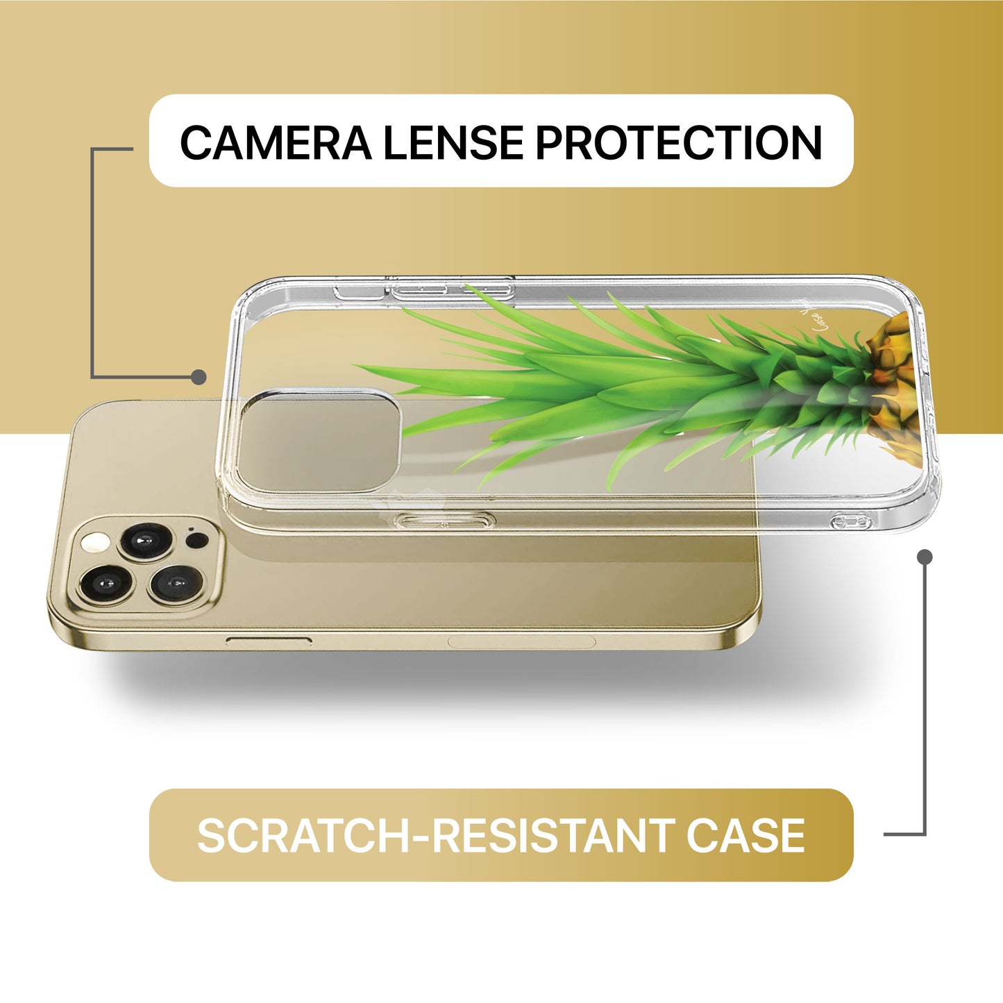 Pineapple Head TPU Clear Phone Case for iPhone & Samsung Phones