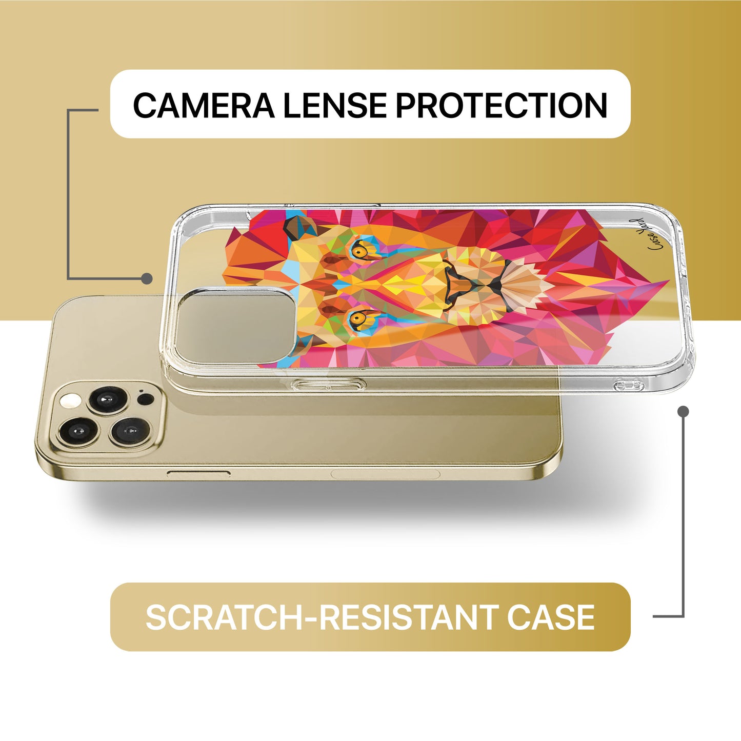Lion Polygon TPU Clear Phone Case for iPhone & Samsung Phones