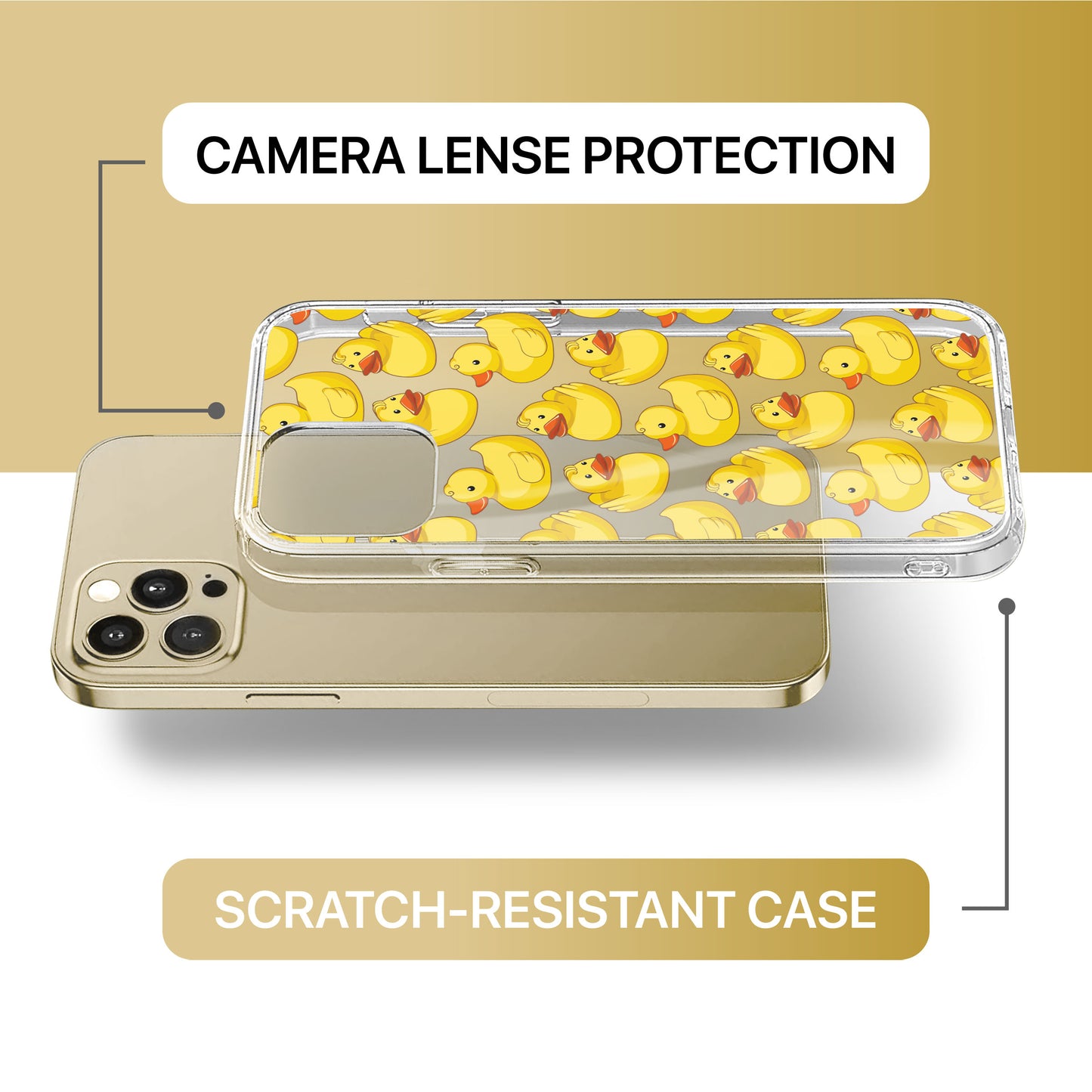 Ducky Pattern TPU Clear Phone Case for iPhone & Samsung Phones