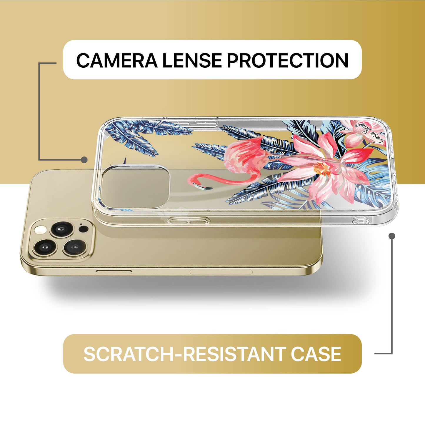 Flamingo TPU Clear Phone Case for iPhone & Samsung Phones