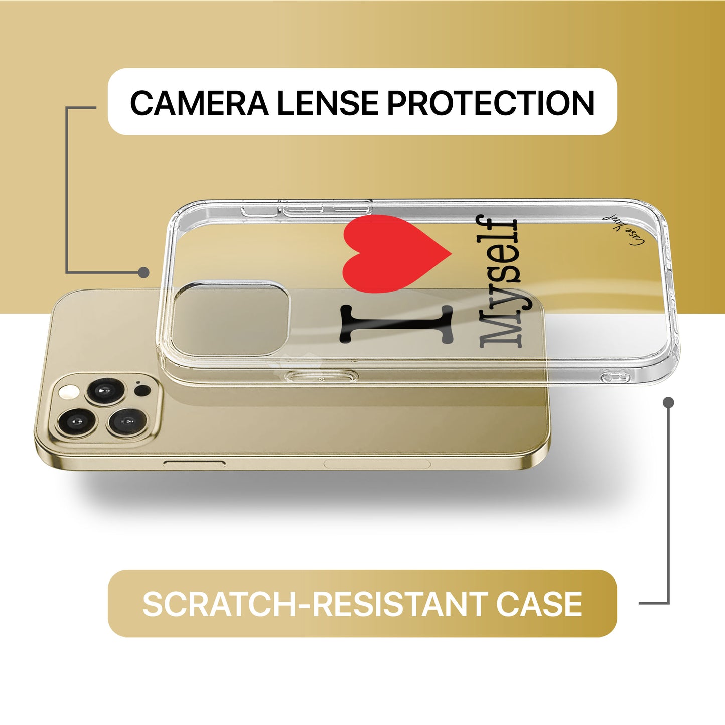 I Love My Self TPU Clear Phone Case for iPhone & Samsung Phones