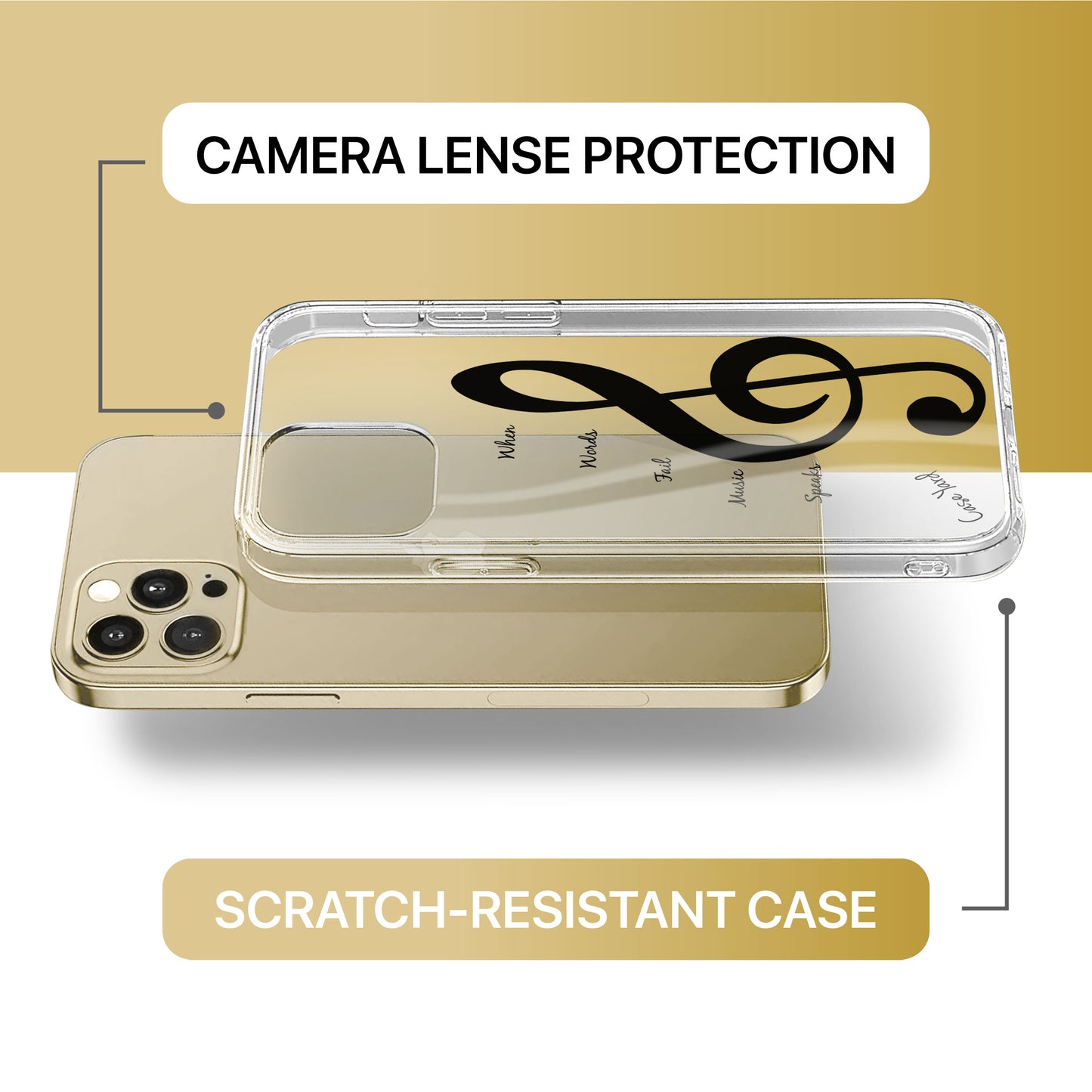 Music 1 TPU Clear Phone Case for iPhone & Samsung Phones