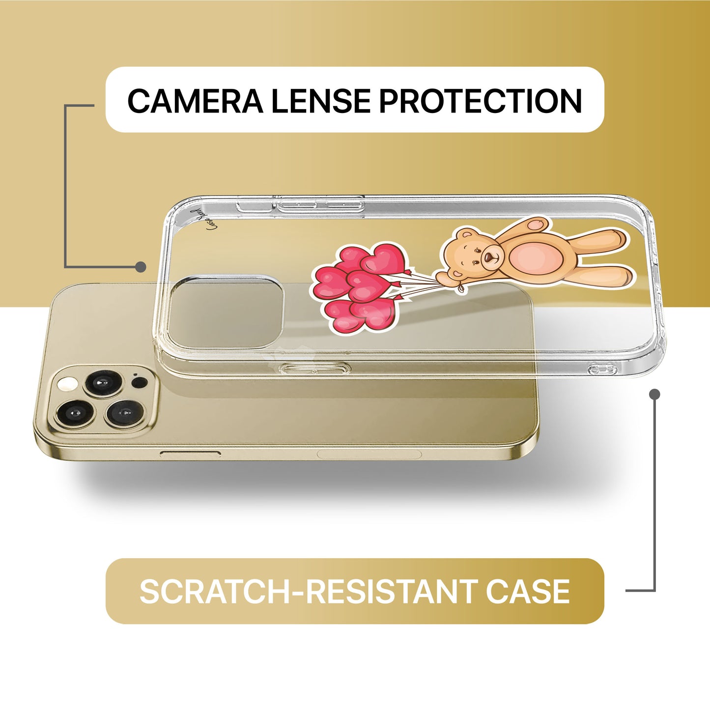 Balloons and Teddy TPU Clear Phone Case for iPhone & Samsung Phones