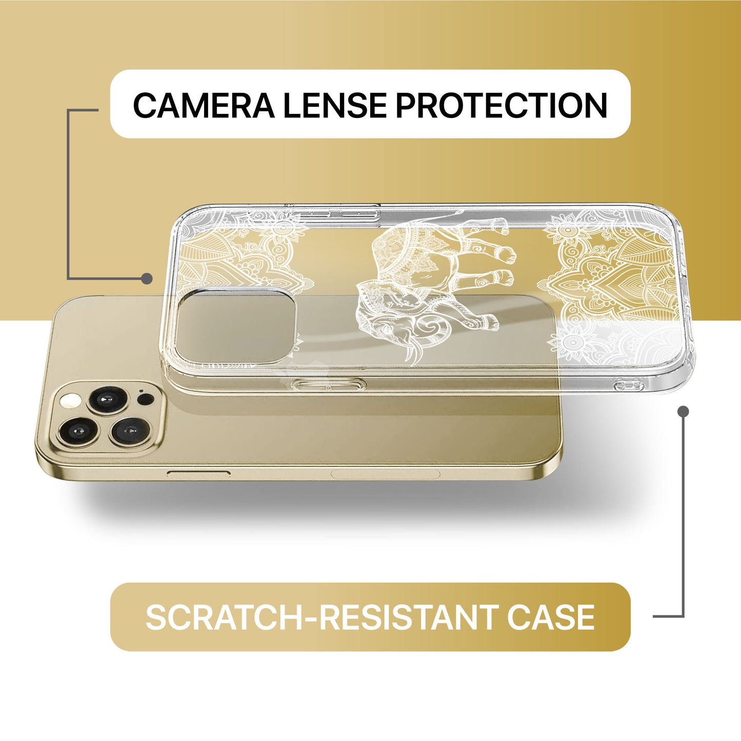 Royal Elephant Mandala TPU Clear Phone Case for iPhone & Samsung Phones