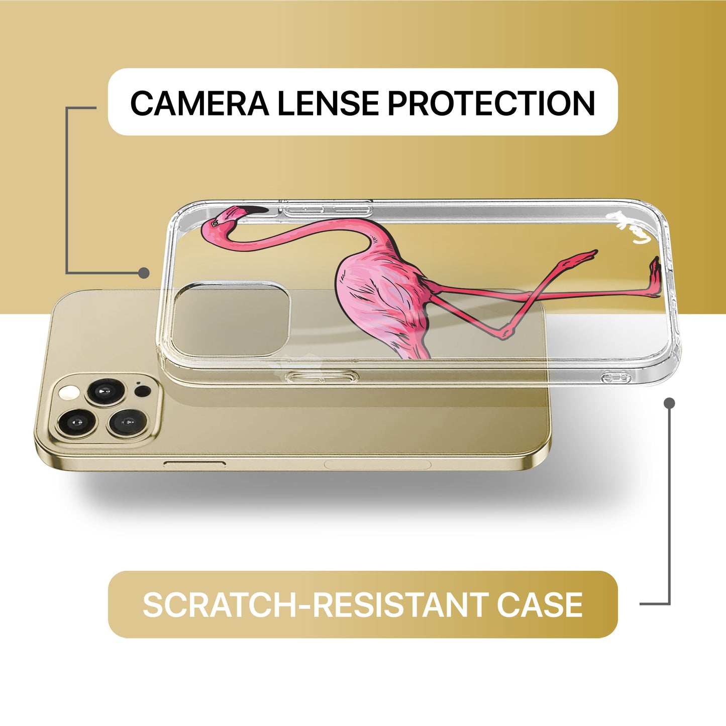 Classic Flamingo TPU Clear Phone Case for iPhone & Samsung Phones