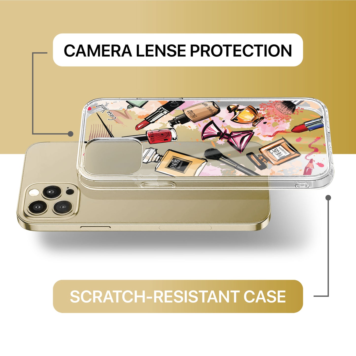Make Up Case TPU Clear Phone Case for iPhone & Samsung Phones