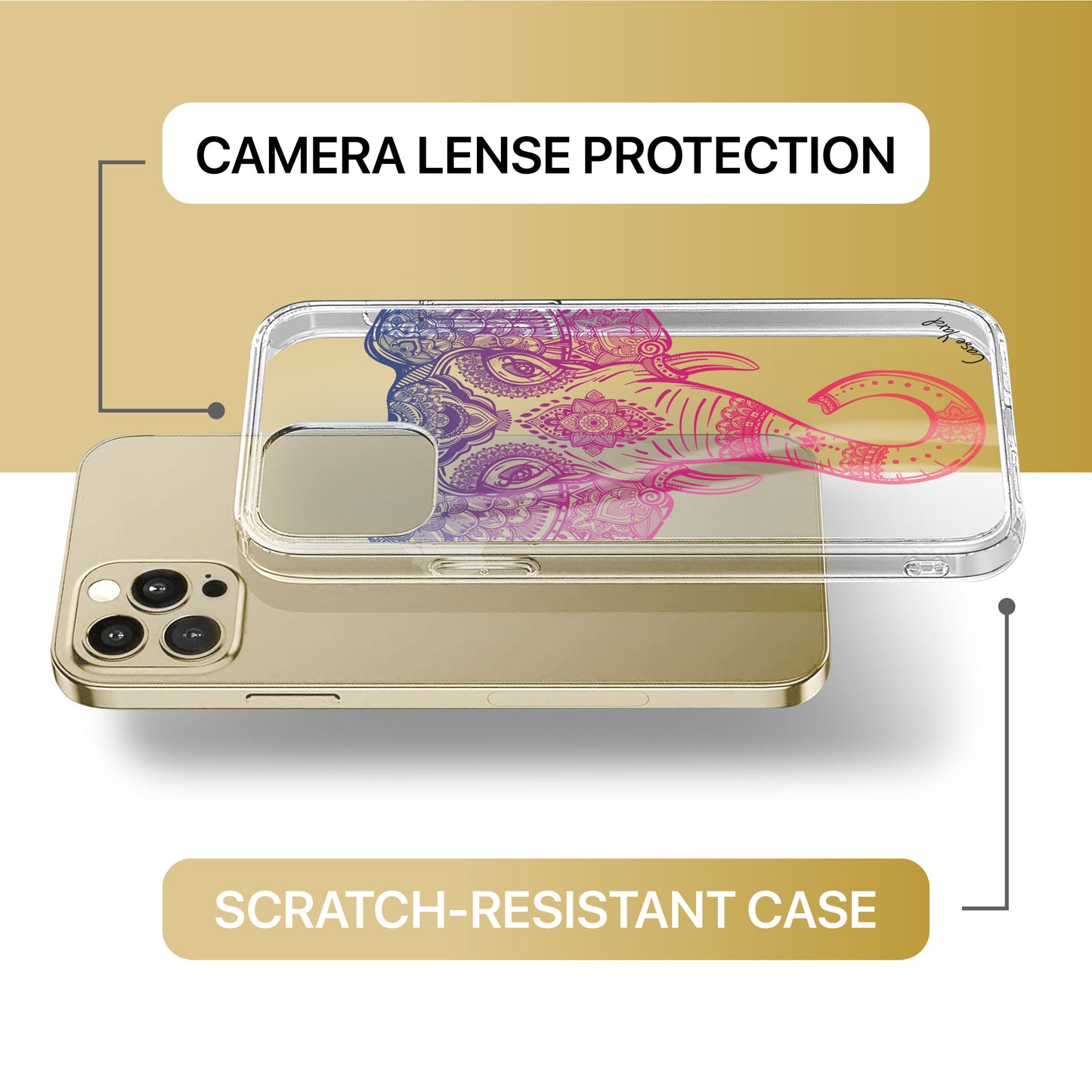 Royal Elephant Head TPU Clear Phone Case for iPhone & Samsung Phones