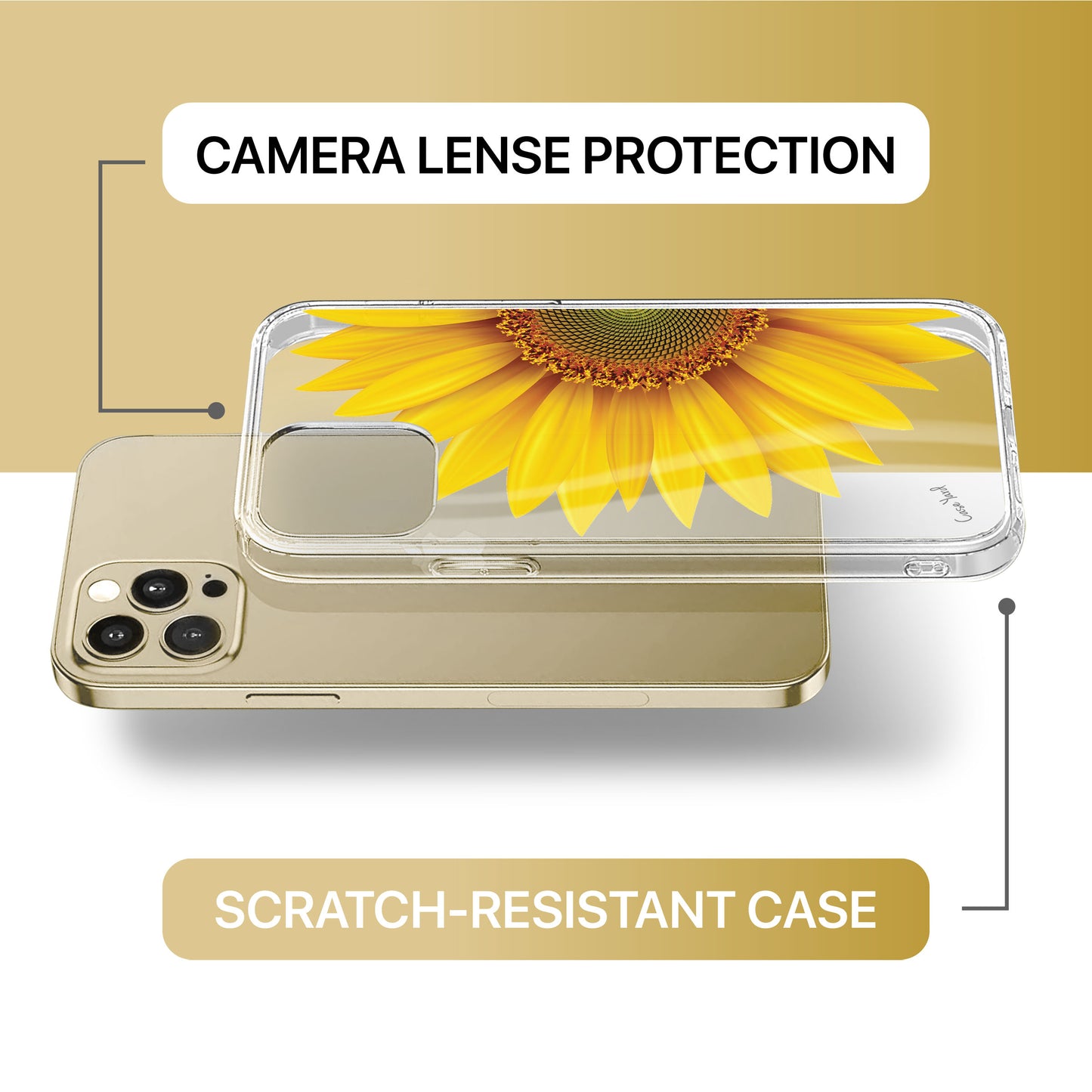 Half Sunflower TPU Clear Phone Case for iPhone & Samsung Phones