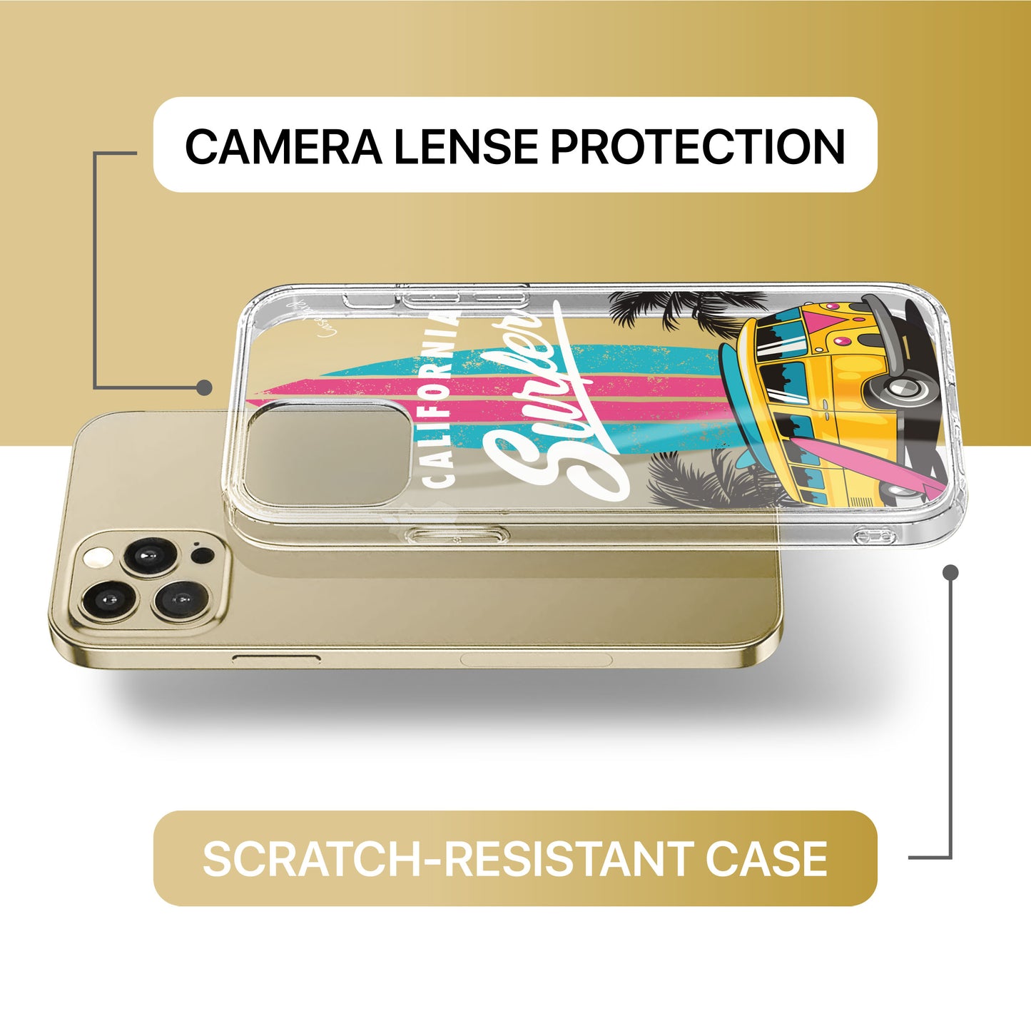 Cali Surfer TPU Clear Phone Case for iPhone & Samsung Phones