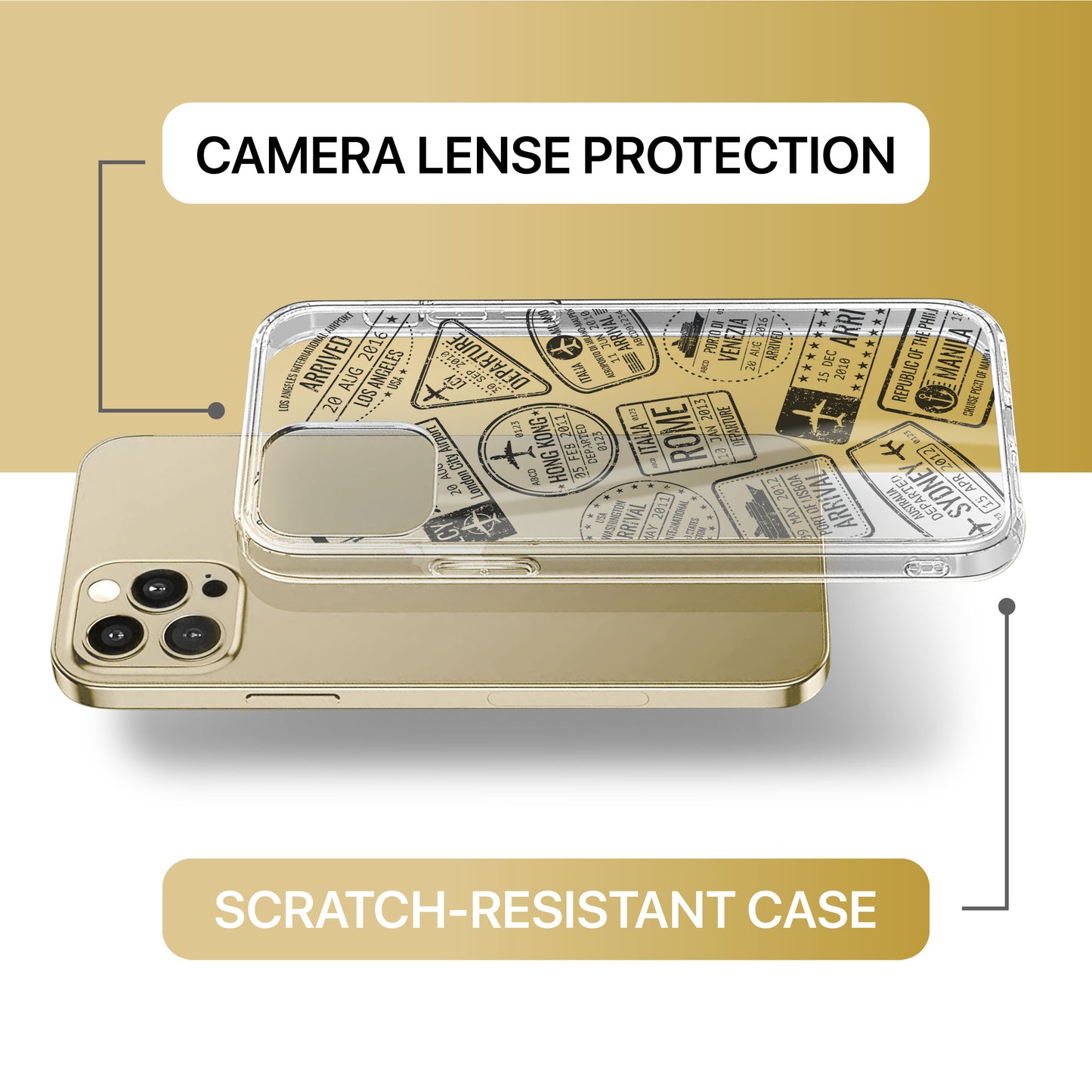 Travel Case TPU Clear Phone Case for iPhone & Samsung Phones