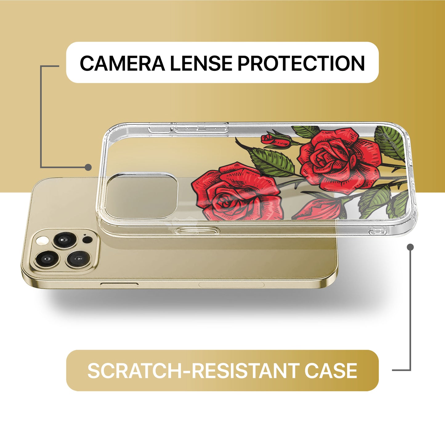Rose Bouquet TPU Clear Phone Case for iPhone & Samsung Phones