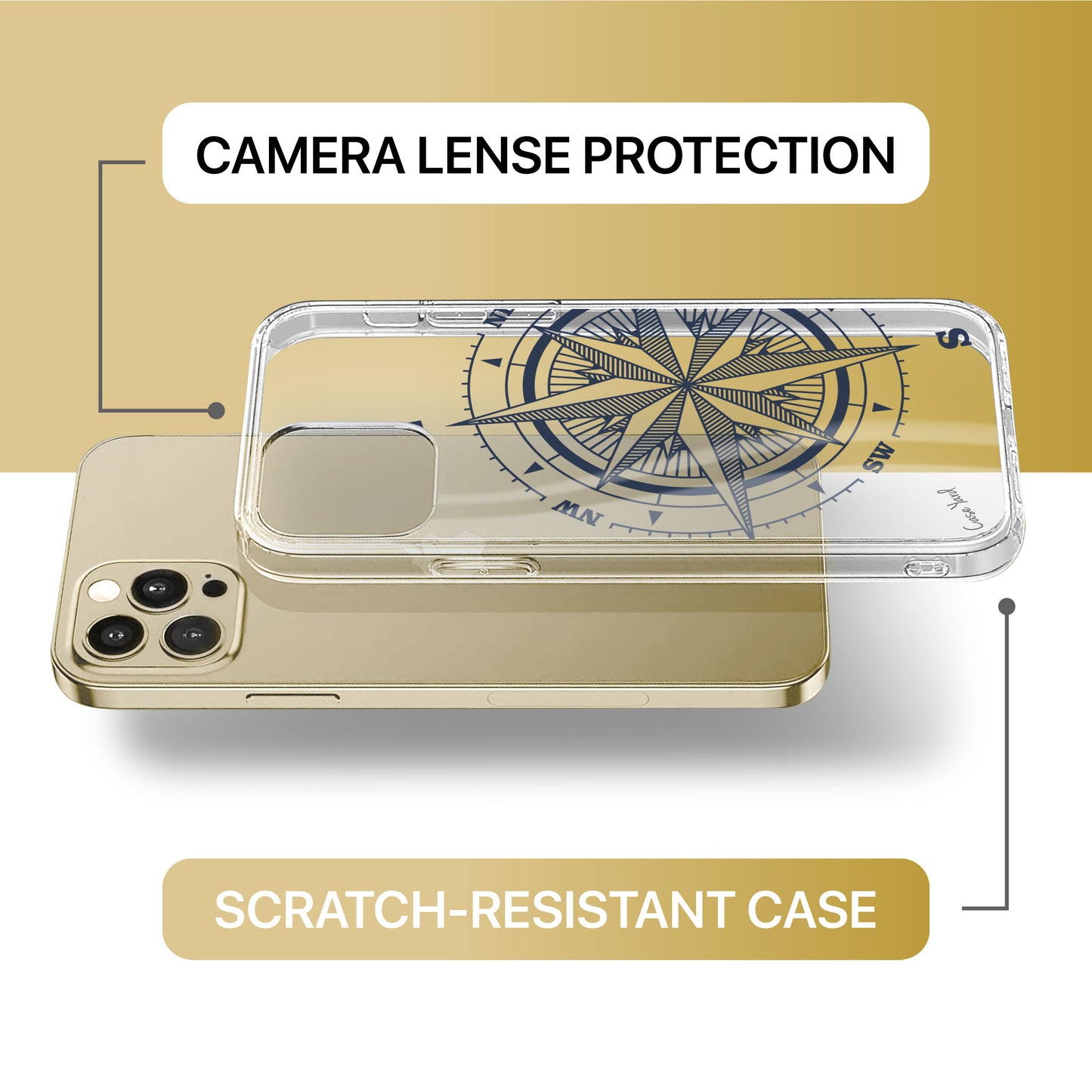 TPU Clear case with (Compass Rose) Design for iPhone & Samsung Phones