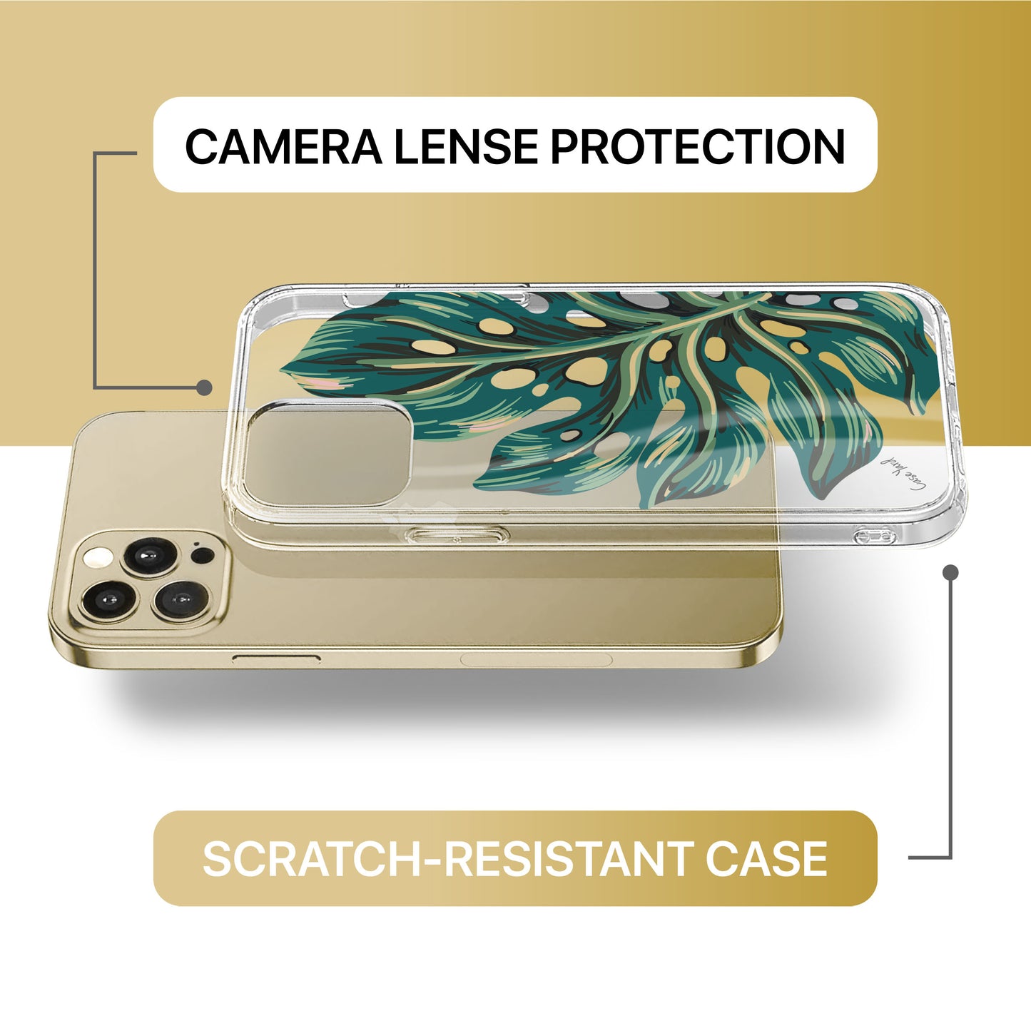Monstera Leaf TPU Clear Phone Case for iPhone & Samsung Phones