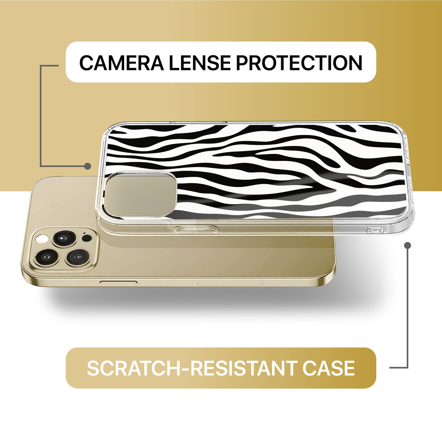 Zebra TPU Clear Phone Case for iPhone & Samsung Phones